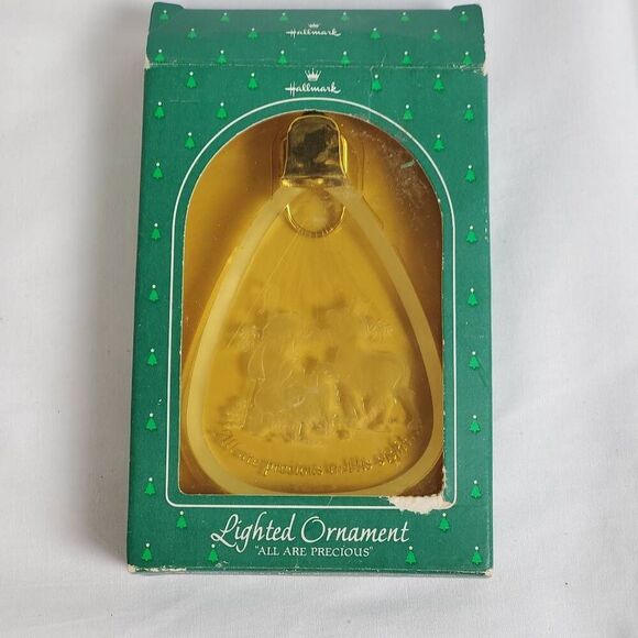 Vintage Hallmark Lighted Ornament “All Are Precious” Frosted Glass Plug-In Chris - Picture 2 of 6